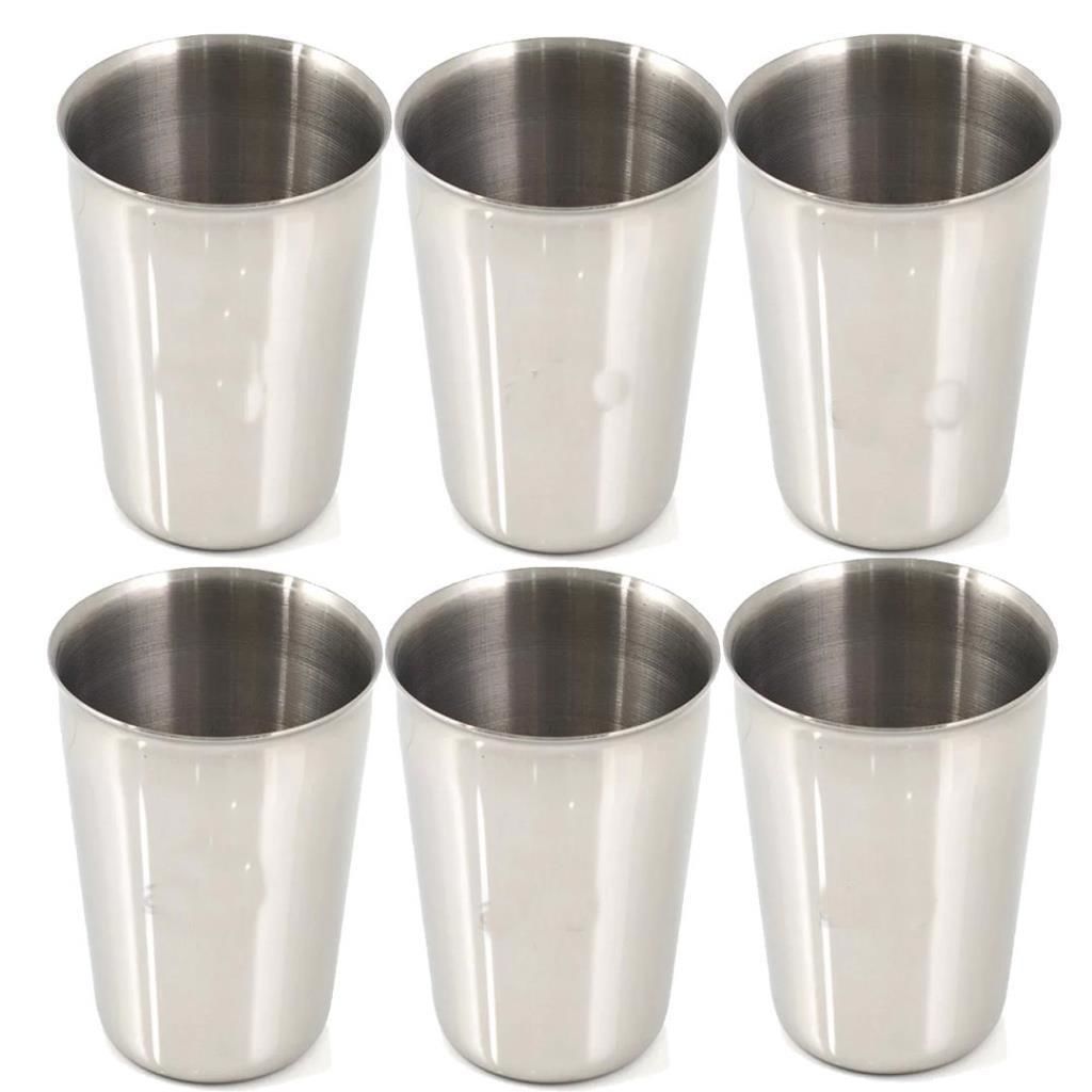 3 Adet Set Standart Boy 220cc Paslanmaz Çelik Bardak Metal Su Çay Bardağı Kırılmaz Garantili Bardak