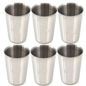 3 Adet Set Standart Boy 220cc Paslanmaz Çelik Bardak Metal Su Çay Bardağı Kırılmaz Garantili Bardak