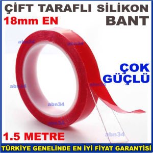 Çift Tarafli Kırmızı Silikon Bant 1.5 metre Boy Akrilik Silikonize Kuvvetli Çift Tarafli Bant