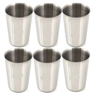 6 Adet Set Standart Boy 220cc Paslanmaz Çelik Bardak Metal Su Çay Bardağı Kırılmaz Garantili Bardak