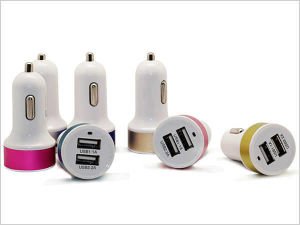 Cep telefonu araç şarjı tüm telefonlar için çift USB çıkış 2.1amp çakmaklık hızlı araç şarj adaptörü