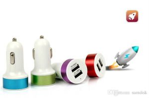 Cep telefonu araç şarjı tüm telefonlar için çift USB çıkış 2.1amp çakmaklık hızlı araç şarj adaptörü