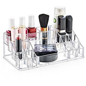 22x12x8 Ebatlarında Akrilik Şefaf Organizer 16 Gözlü Dikdörtgen Kozmetik Organizer