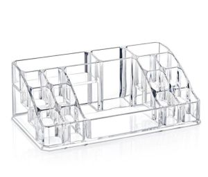 22x12x8 Ebatlarında Akrilik Şefaf Organizer 16 Gözlü Dikdörtgen Kozmetik Organizer