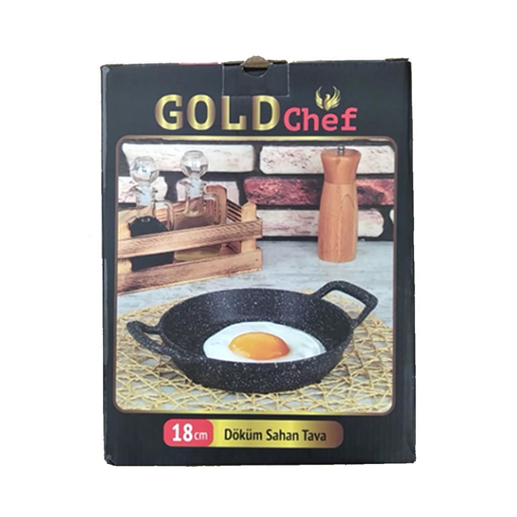 18 cm Gold Chef Granit Döküm Sahan Tava Yanmaz Yapılmaz İç Düzey