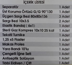 16,5x25,5x8 Karayolları Trafik Yönetmeliğine Uygun İlk Yardım Seti Carub Full+Full İlk Yardım Seti