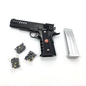 Büyük Boy Gerçek Görünümlü Boncuk Atan Şarjörlü Oyuncak Tabanca 50 Adet Boncuk Hediyeli Plastik