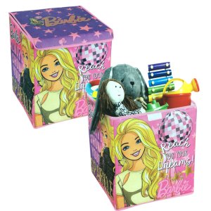 Orjinal Lisanslı Barbie Oyuncak Saklama Kutusu 35x33x38cm Barbie Desenli Katlanabilir Oyuncak Kutusu
