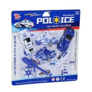 6 Parça Arabalı,Motorsikletli,Helikopterli Polis Araçları Seti Çek Bırak Sistemiyle Çalışır