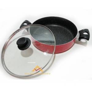 Granit Tencere Sağlıkdır-26cm Yapışmaz Çizilmez Granit İç Yüzey Cam Kapaklı Karnıyarık Tenceresi