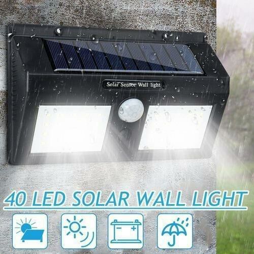 Hareket Sensörlü Güneş Enerjisinden Şarjlı 40 SMD LED Aydınlatma Lambası Su Geçirmez Dış Mekan Işığı