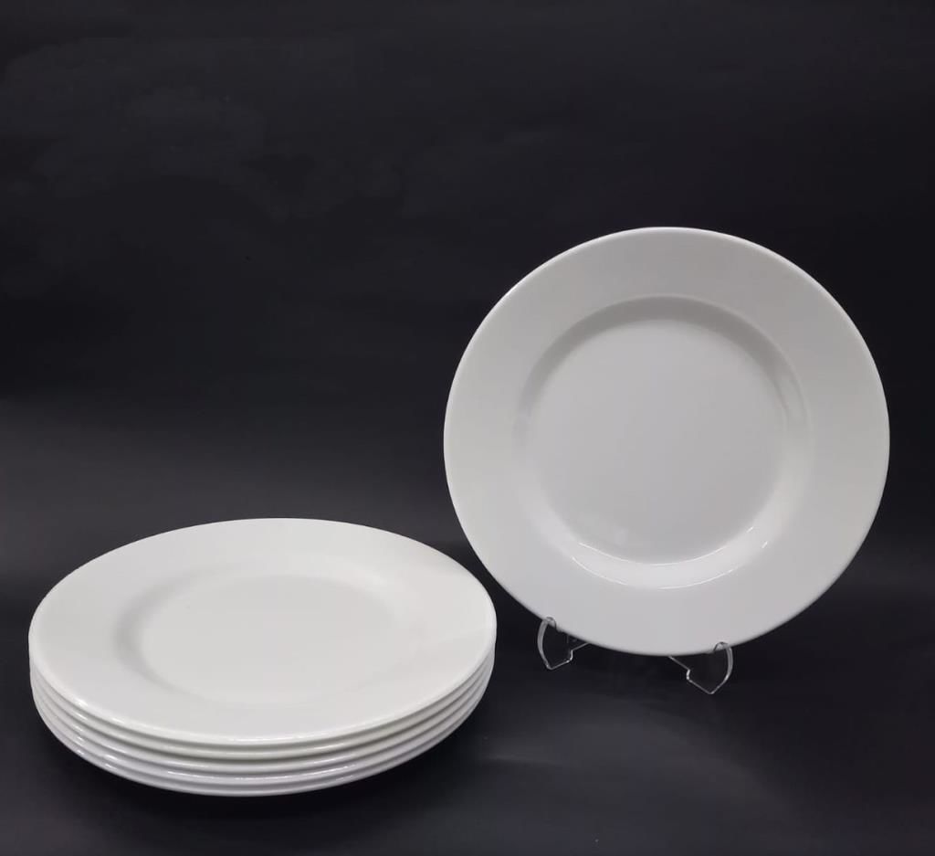 12 Adet Beyaz Melamin BüyükBoy Servis Tabağı 24cm Sığ Tabak Günlük Kullanım için Hesaplı Ordöv Tabak