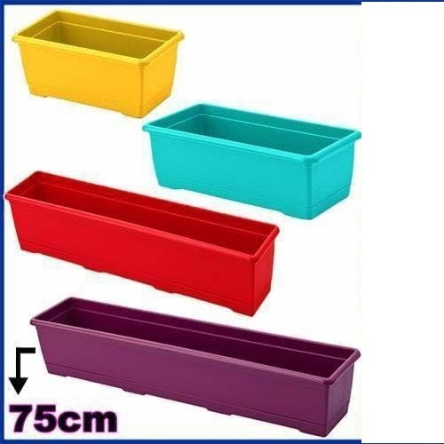 1.kalite Plastikten Üretim 75cm Dikdörtgen Renkli Plastik Balkon Saksısı Rengarenk Çiçek Saksıları