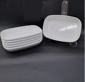 6 Adet Beyaz Melamin Kayık 17x12cm Orta Boy Salata Tabağı Oval