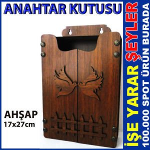 KUŞ DESENLİ ASKILI AHŞAP ANAHTAR KUTUSU