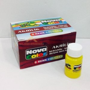 NOVACOLOR 6 FARKLI RENK AKRİLİK SERAMİK AHŞAP CAM BOYASI