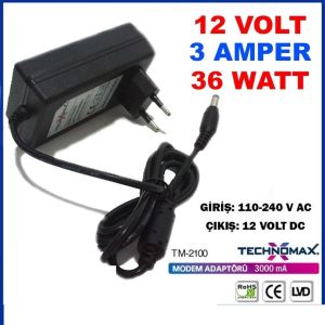 12 VOLT 3 AMPER 36 WATT MODEM ADAPTÖRÜ TM-2100