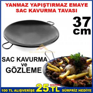 YANMAZ YAPIŞTIRMAZ 37cm EMAYE SAC KAVURMA ve GÖZLEME TAVASI