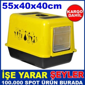 BÜYKBOY KAPLI KEDİ KUMLĞU,KAPALI TUVALET KABI KD