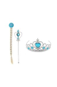 Frozen Model Örgü Saç Prenses Tacı Ve Asa Seti Elsa Tacı