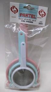 Paktel 3'lü Süzgeç Seti Paslanmaz 3 Adet 13cm,10cm,8cm D-Raf