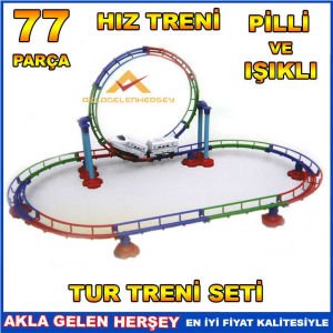 IŞIKLI PİLLİ 77 PARÇA HIZ TRENİ TUR TREN SETİ