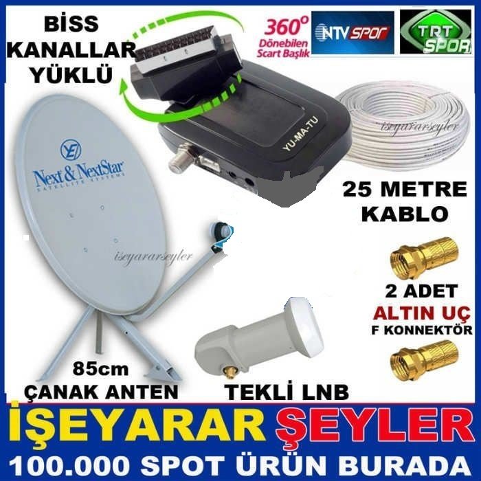 ÇANAK ANTEN MİNİ UYDU SETİ TEKLİ LNB 25mt KABLO