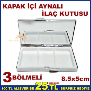 MİNE İŞLEMELİ KAPAKLI 3BÖLMELİ ÇELİK İLAÇ KUTUSU