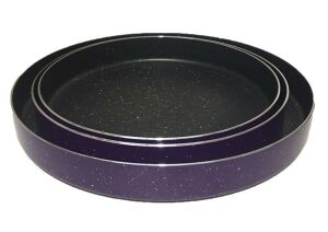 32-34-40cm 3'lü Sapsız 3 Katlı Granit Kaplama Alüminyum Tepsi Karamayan Torna Taban Yapışma Yapmaz