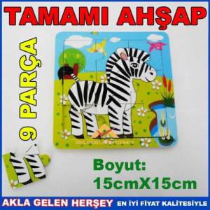Çocuklar İçin Eğitici Ahşap Zebra Resimli Puzzle