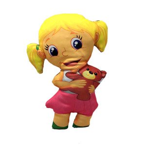 Ayıcıklı Kız Bez Bebek Yumuşak Dokulu Oyuncak Bebek 43cm Kumaş Bebek