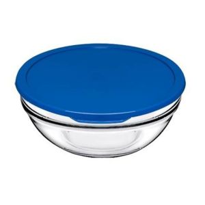 YUVARLAK PAŞABAHÇE CAM KASE SAKLAMA KABI, PLASTİK VAKUM KAPAKLI AĞIZ ÇAPI 20 CM, 1700 CC