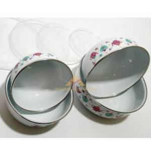 Master 4lü Set Desenli Emaye Saklama Kabları