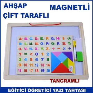 Çift Taraflı Ahşap Magnetli Ve Tangramlı Yazı Tahtası Çocukların Zeka Gelişimine Yardımcı