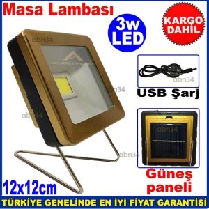 Solar Panel, USB Şarjlı 3w Gücünde Led Güneş Paneli Masa Lambası