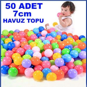 Plastik Çocuk Oyun Havuzu Topları 7cm 50 Adet