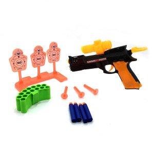 11 Parça Vantuzlu ve Sünger Mermili Dürbünlü Oyuncak Polis Tabanca Seti 30cm