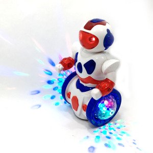3D Işıklı 360° Döner Pille Çalışan Müzikli Oyuncak Robot Hareketli Eğlenceli Çocuk Oyuncağı