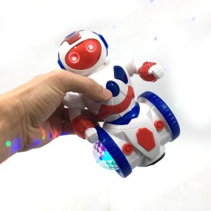 3D Işıklı 360° Döner Pille Çalışan Müzikli Oyuncak Robot Hareketli Eğlenceli Çocuk Oyuncağı