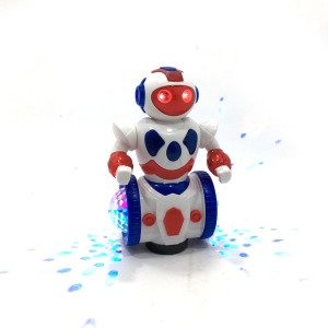3D Işıklı 360° Döner Pille Çalışan Müzikli Oyuncak Robot Hareketli Eğlenceli Çocuk Oyuncağı
