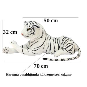 Sesli Beyaz Kaplan Peluş Oyuncak 70 cm
