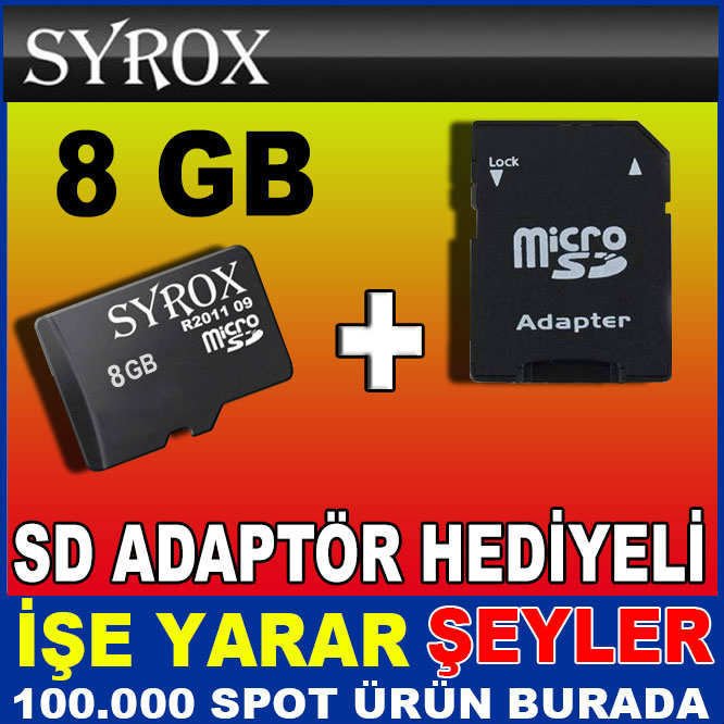 SYROX 8GB A CLASS ULTRAHD MİCRO SD HAFIZA KARTI