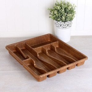 Ahşap Görünümlü 7 Bölmeli Çekmece İçi Kaşıklık 59x38cm Ebatında Jumbo Boy Dekoratif Kaşıklık
