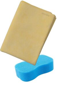 Yıkama Süngeri Hediyeli Büyük Boy Orijinal Güderi Bez Profesyonel Oto Tıkama Kurulama Parlatma Seti