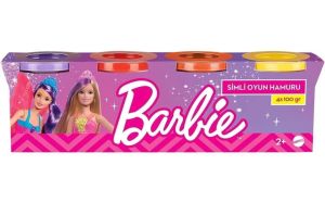 Barbie Simli Oyun Hamuru 4x100 Gr Eğlenceli Oyun Hamuru 4 Farklı Renk