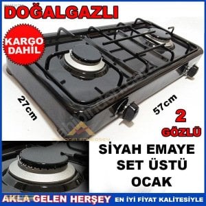 2 GÖZLÜ DOĞAL GAZLI SİYAH EMAYE SET ÜSTÜ OCAK