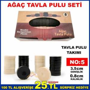 35mm Naturel Ahşap Ağaç Tavla Pulu Takımı No5