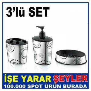 3 Parça Kaliteli Metalize Lavabo Ve Banyo Seti
