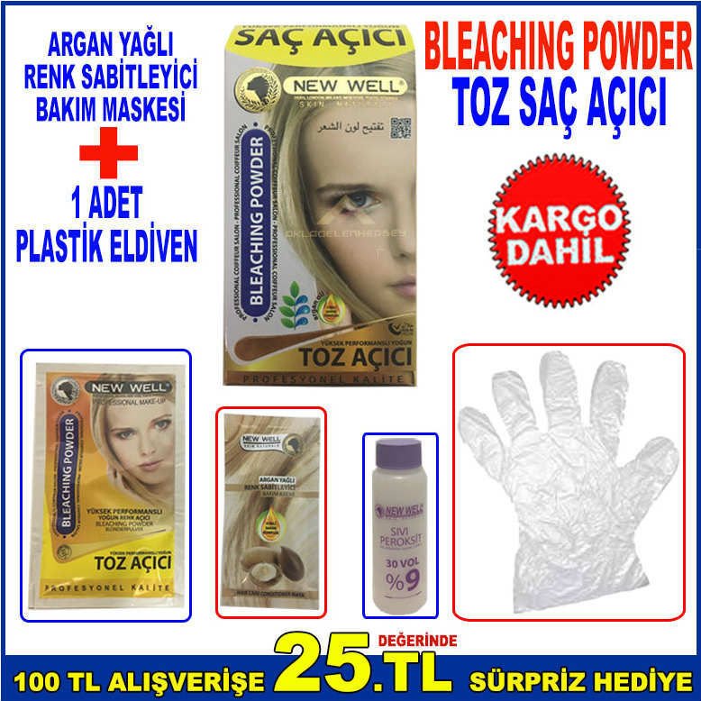 BLEACHING POWDER YÜKSEK PERFORMANSLI ARGAN YAĞI VE E VİTAMİNİ İÇEREN YOĞUN SAÇ AÇICI TOZ
