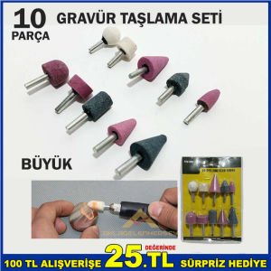10 parça Hobi,gravür,ince işçilik taşlama seti matkap ve kalıpçı motorları için değişik şekillerde